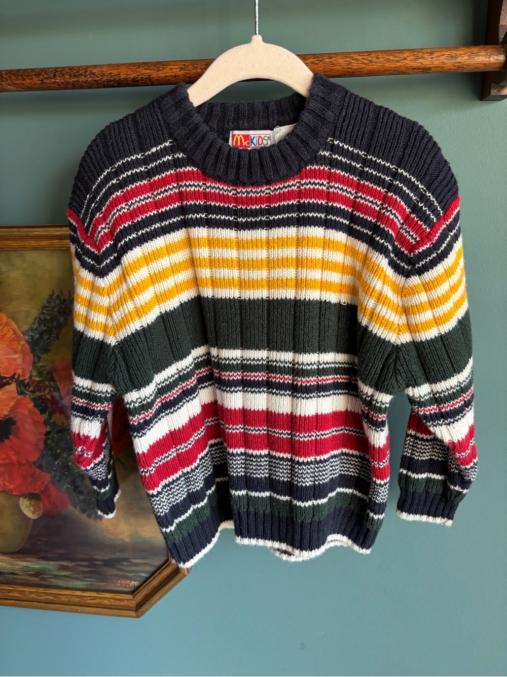 90s McKids Striped Ribbed Crewneck Sweater
